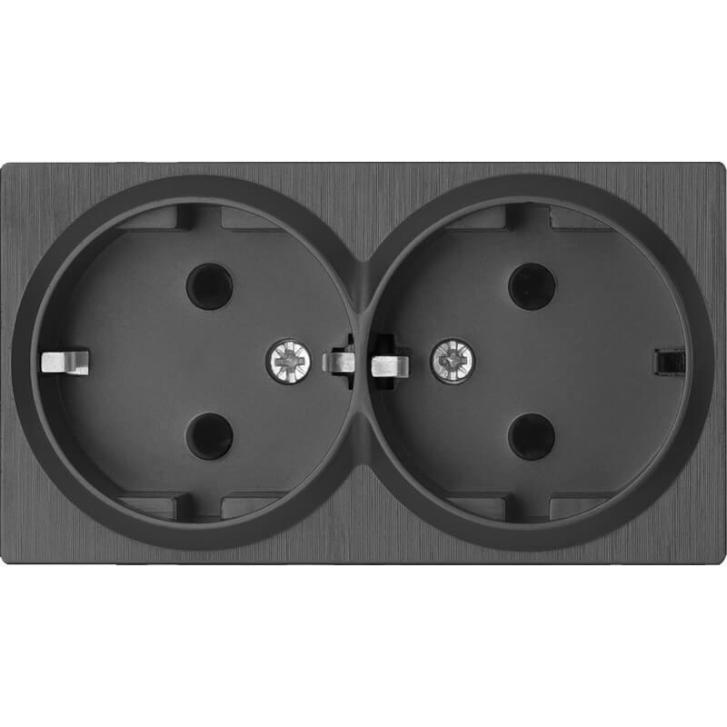 Розетка двойная с заземлением Werkel Gallant графит рифленый WL04-SKG-02-IP20 4690389145995