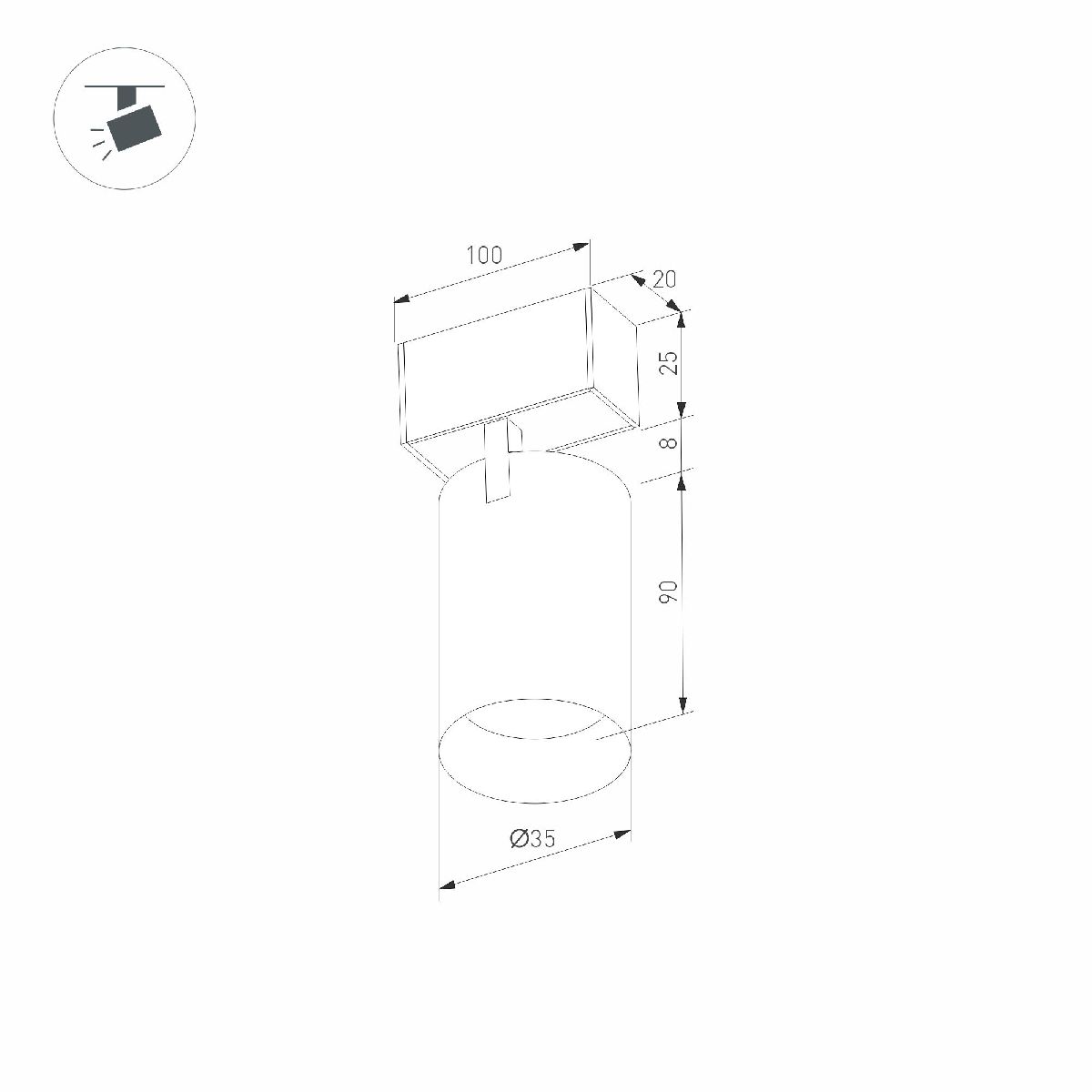 Трековый магнитный светильник Arlight MAG-SPOT-25-R90-9W Day4000 (BK, 30 deg, 24V, DALI) 046300
