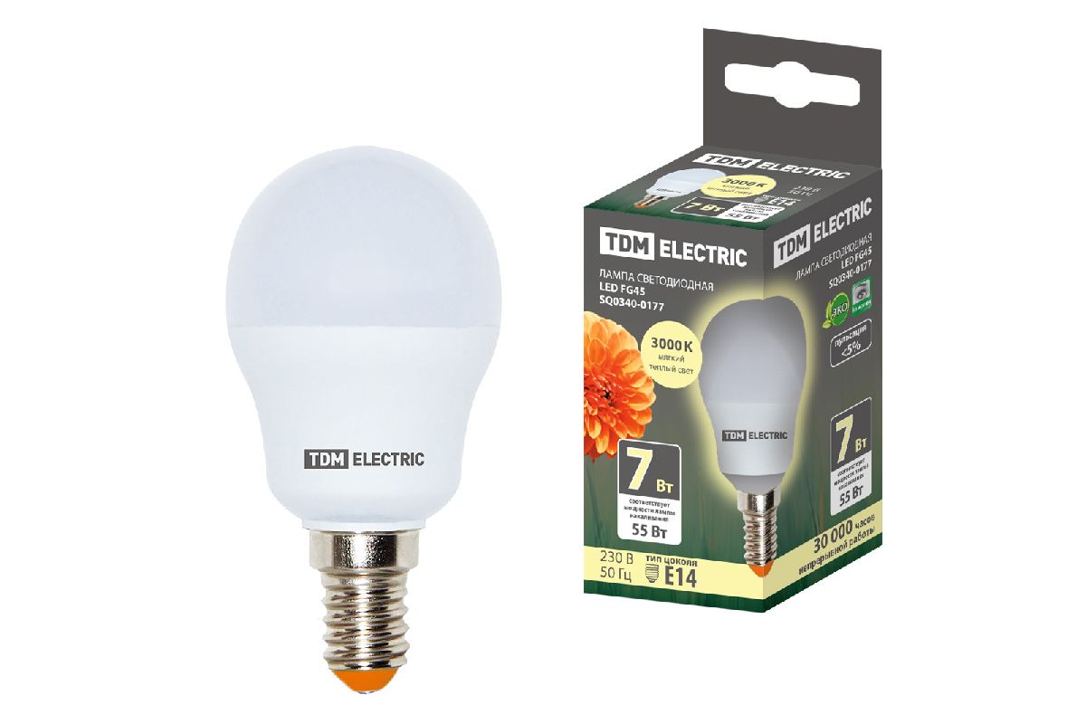 Лампа светодиодная TDM Electric Е14 7W 3000K матовая SQ0340-0177
