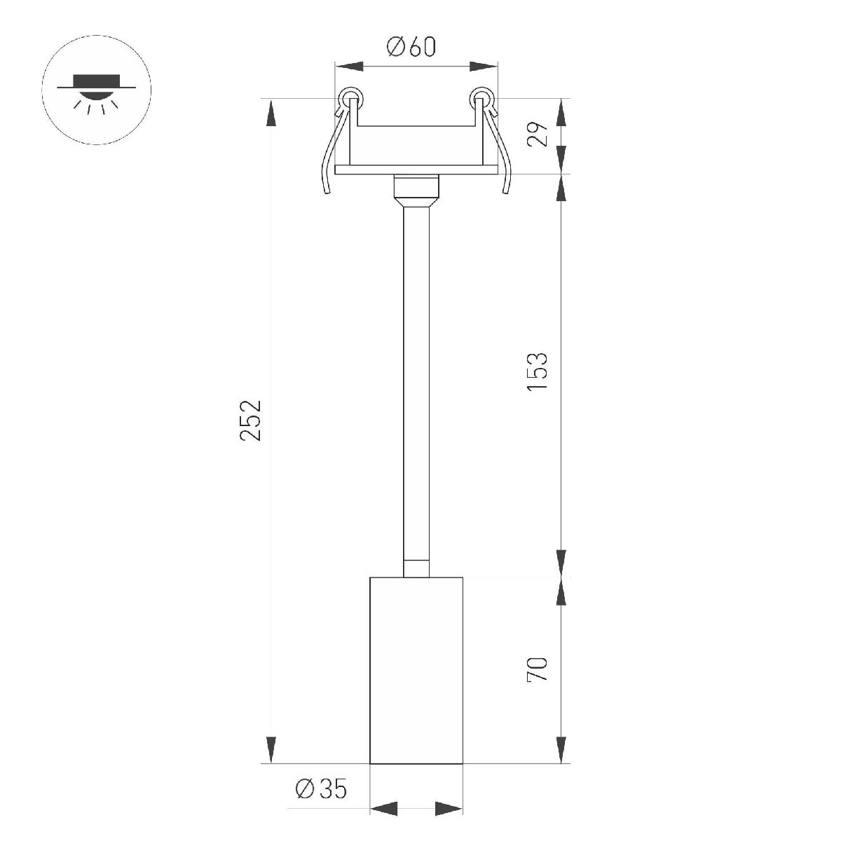 Встраиваемый спот Arlight LGD-PERISCOPE-R35-6W Warm3000 (BK, 24 deg, 230V) 045196
