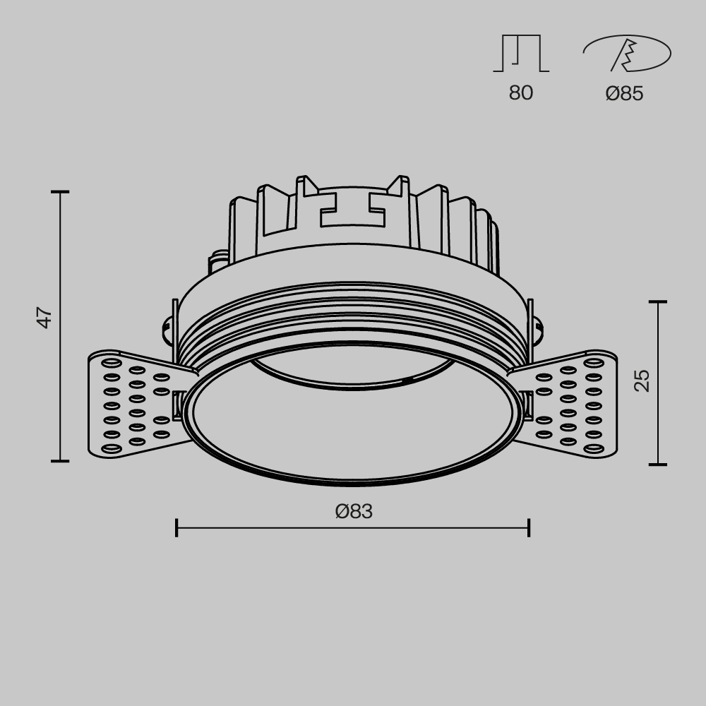 Встраиваемый светильник Maytoni Technical Okno DL055-8W3-4-6K-TRS-B