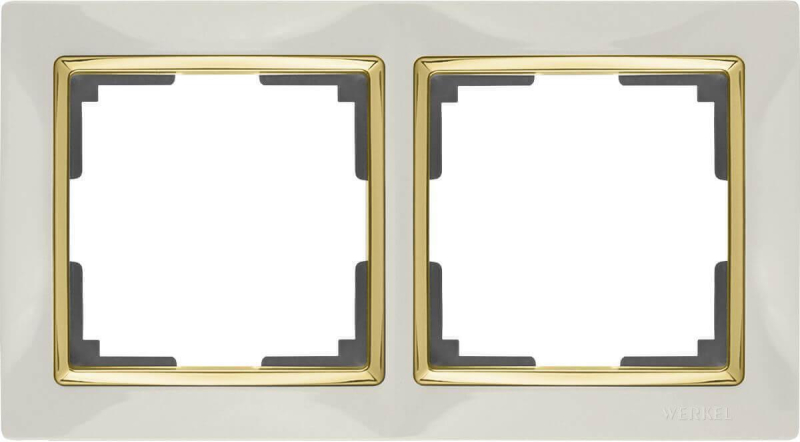 Рамка Werkel Snabb на 2 поста слоновая кость/золото WL03-Frame-02-ivory/GD 4690389083891