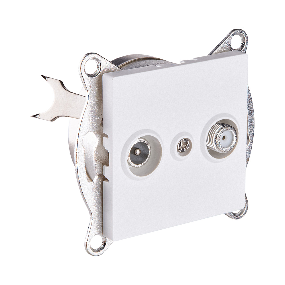 Розетка двойная TV (мама) + спутниковая SAT, белый матовый Kollinger REA-035WM для Aspekt, Eleganz, Reflex