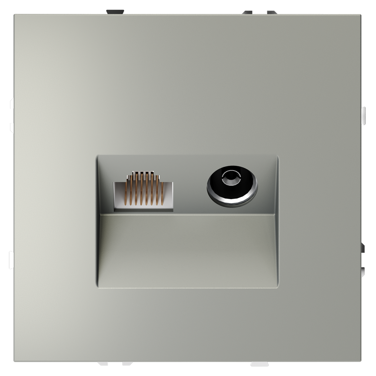 Розетка телевизионная встраиваемая Voltum S70 TV+RJ45 кат. 6, (сталь) VLS060705