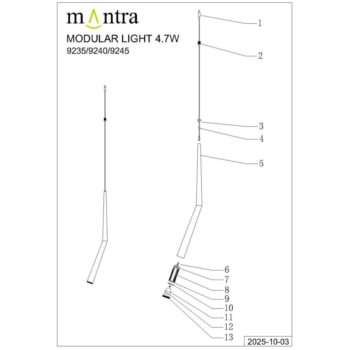 Подвесная люстра Mantra Boomerang 9393+9240 (14L)