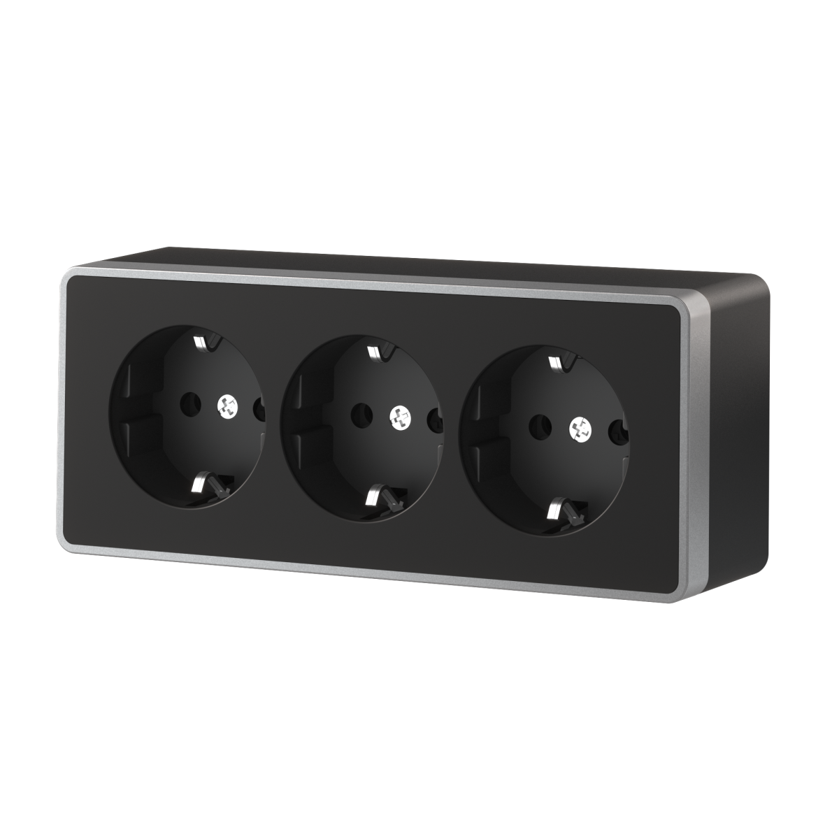 Розетка тройная с заземлением и шторками Werkel Gallant (черный с серебром) W5073134 4690389177200 a056944