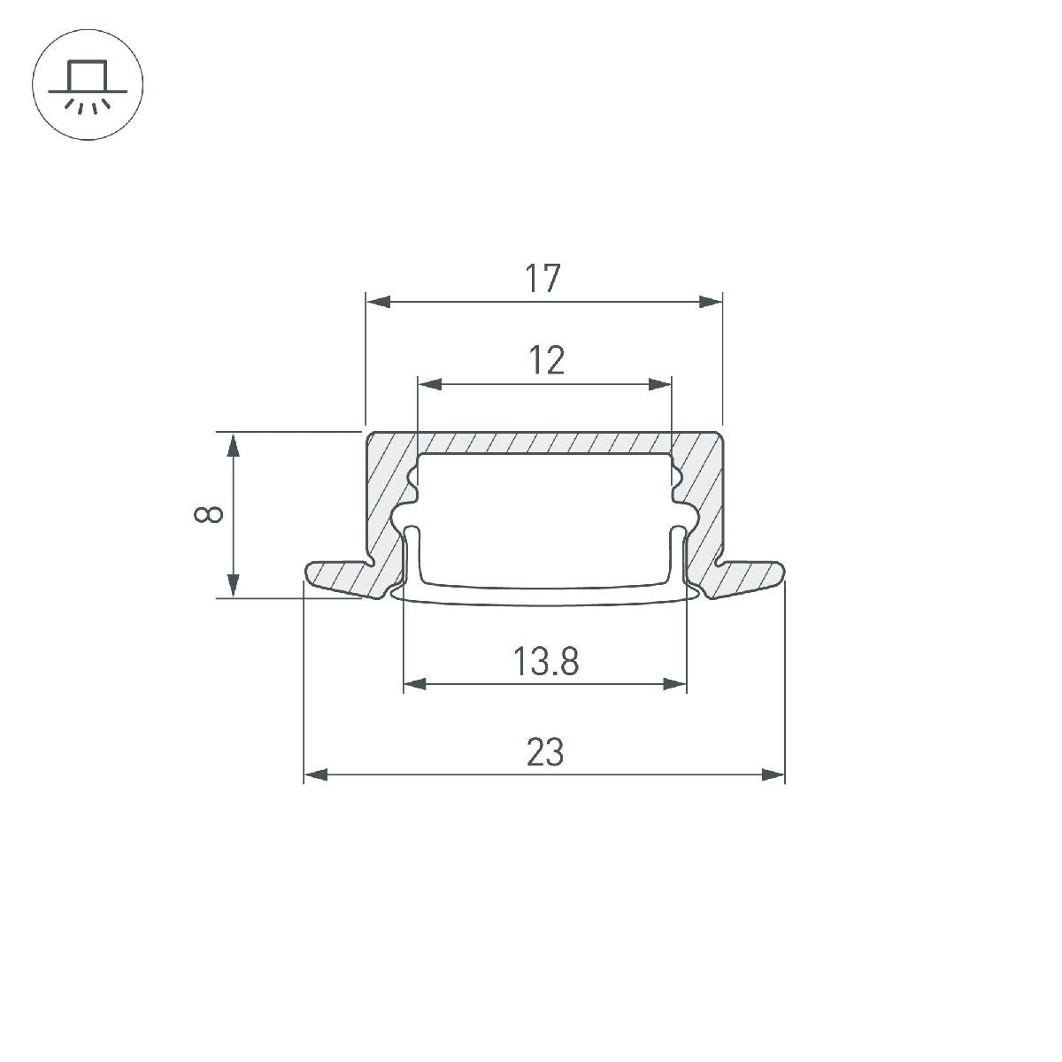 Алюминиевый профиль Arlight LINE-2308-F-2000 WHITE 044237