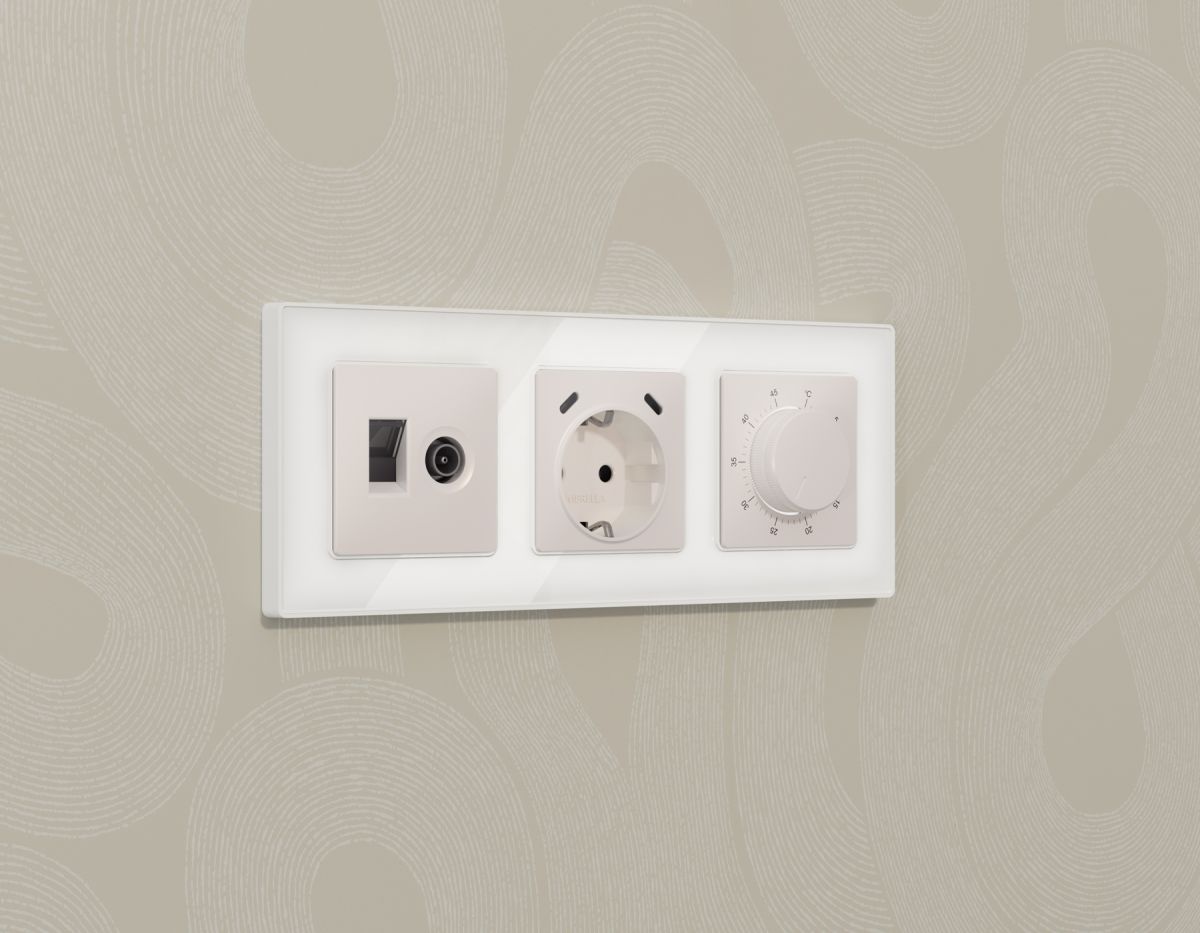 Лицевая панель Alfa (Жемчуг) для терморегулятора теплого пола Quant Ambrella Volt AP2057