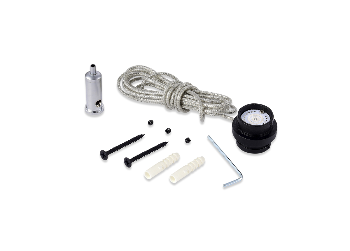 Токопроводящий прямой коннектор с подвесом и кабелем питания Donolux Round Line Connector 180 DLR B1