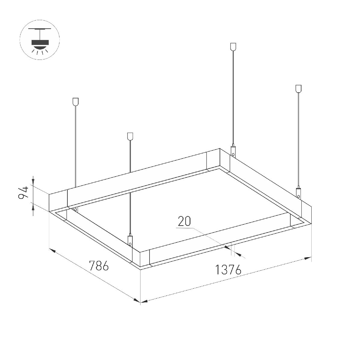 Подвесной светильник Arlight ALT-LINEAIR-RECTANGLE-FLAT-UPDOWN-DIM-1375x785-140W Warm3000 040056