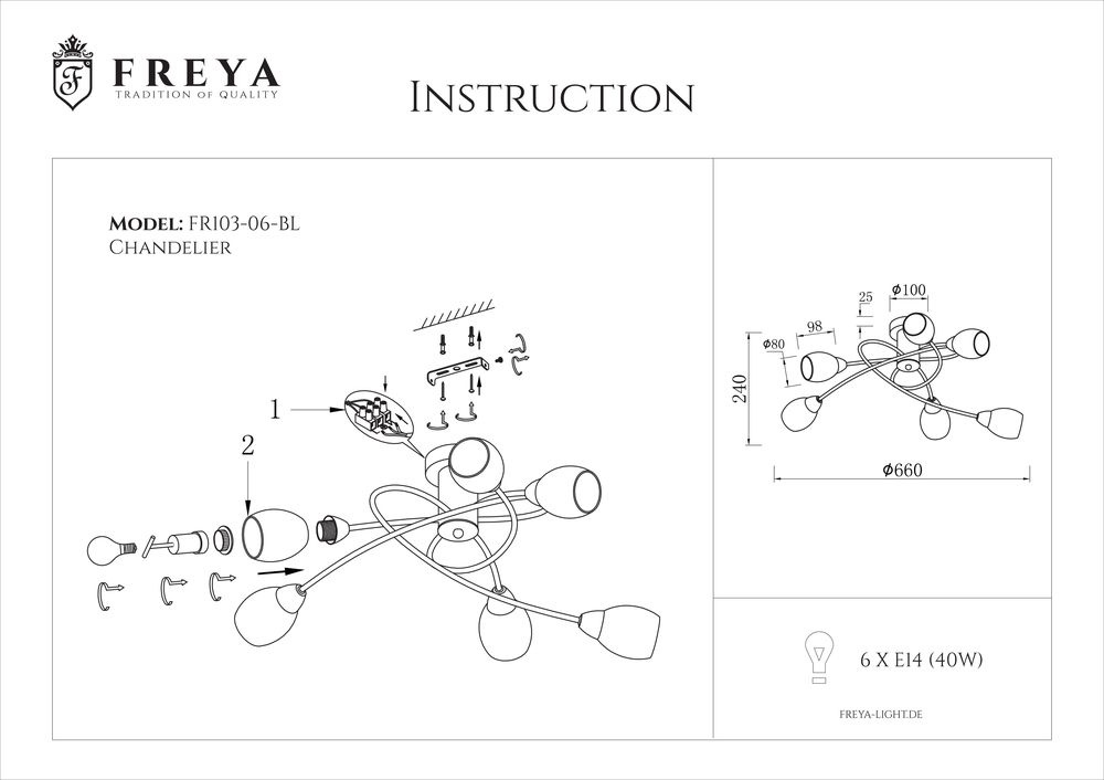 Потолочная люстра Freya Flash FR5103-CL-06-BL