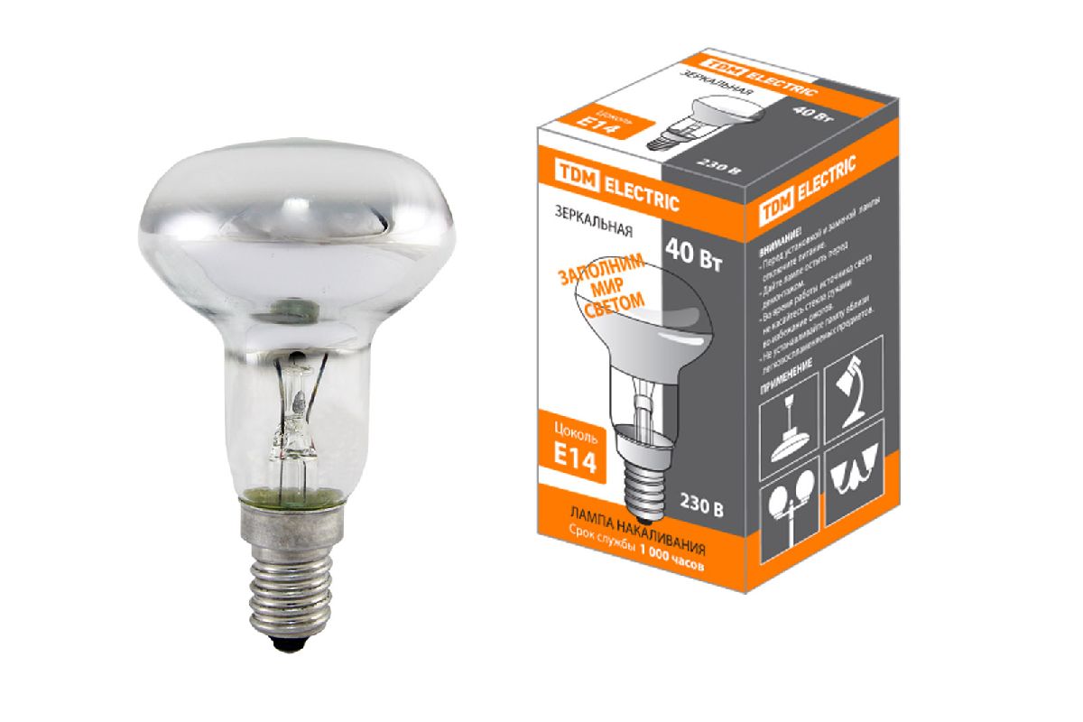 Лампа накаливания TDM Electric Е14 60W 2700K зеркальная SQ0332-0028