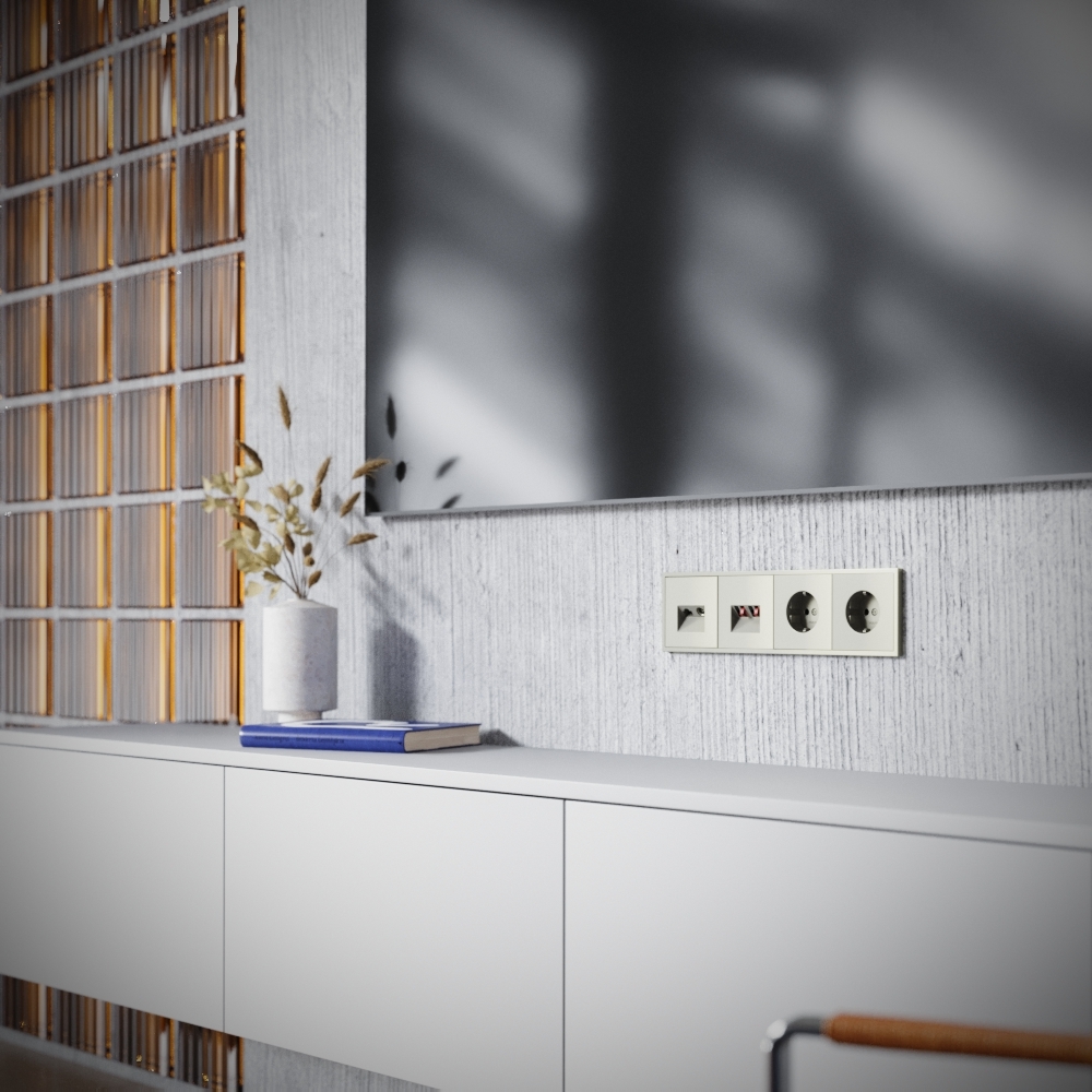 Розетка телевизионная встраиваемая Voltum S70 TV+RJ45 кат. 6, (шелк) VLS060704