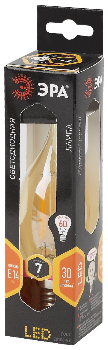 Лампа светодиодная Эра E14 7W 2700K F-LED BXS-7W-827-E14 gold Б0027965