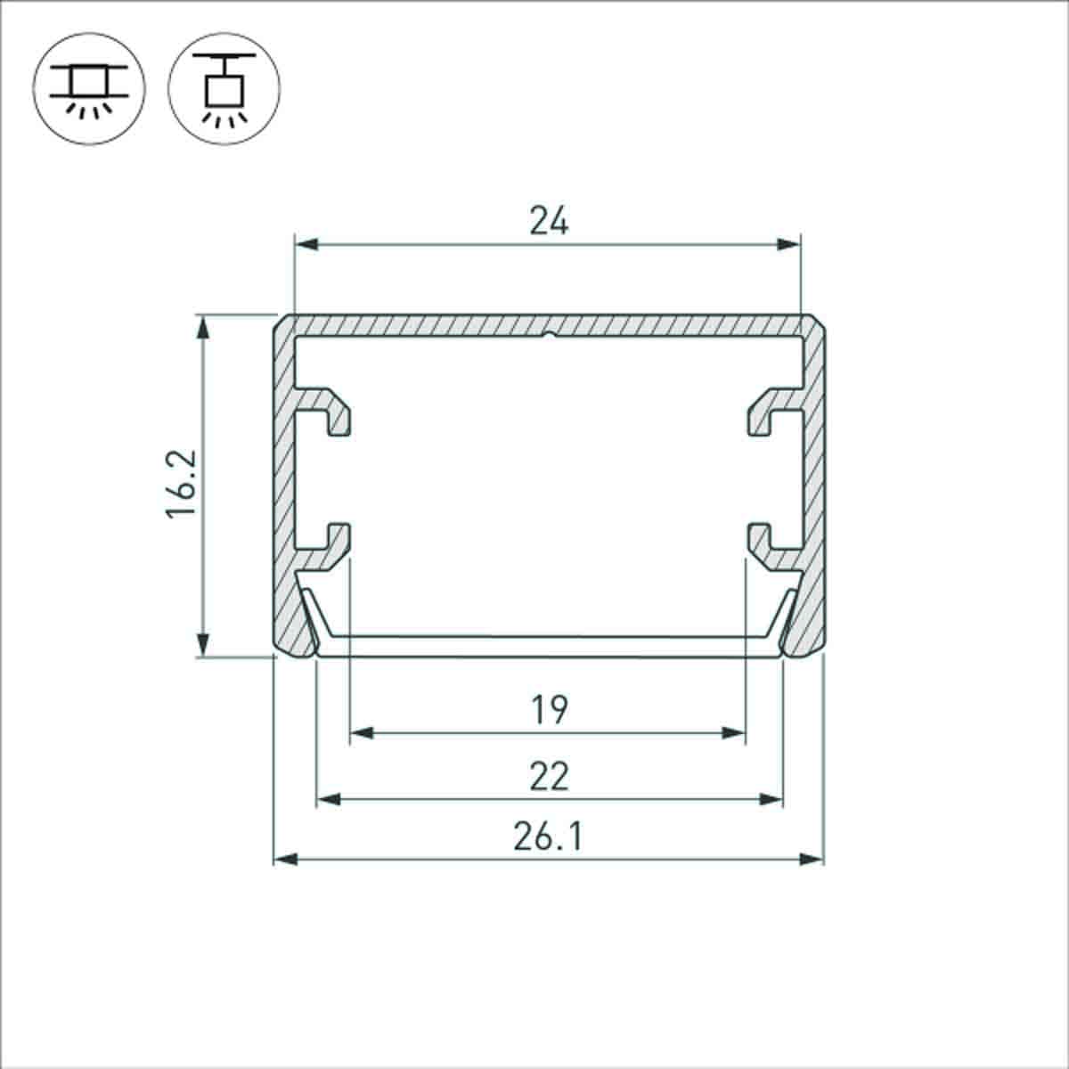 Алюминиевый профиль Arlight PLS-Lock-H16-SMT-2000 Anod 033224