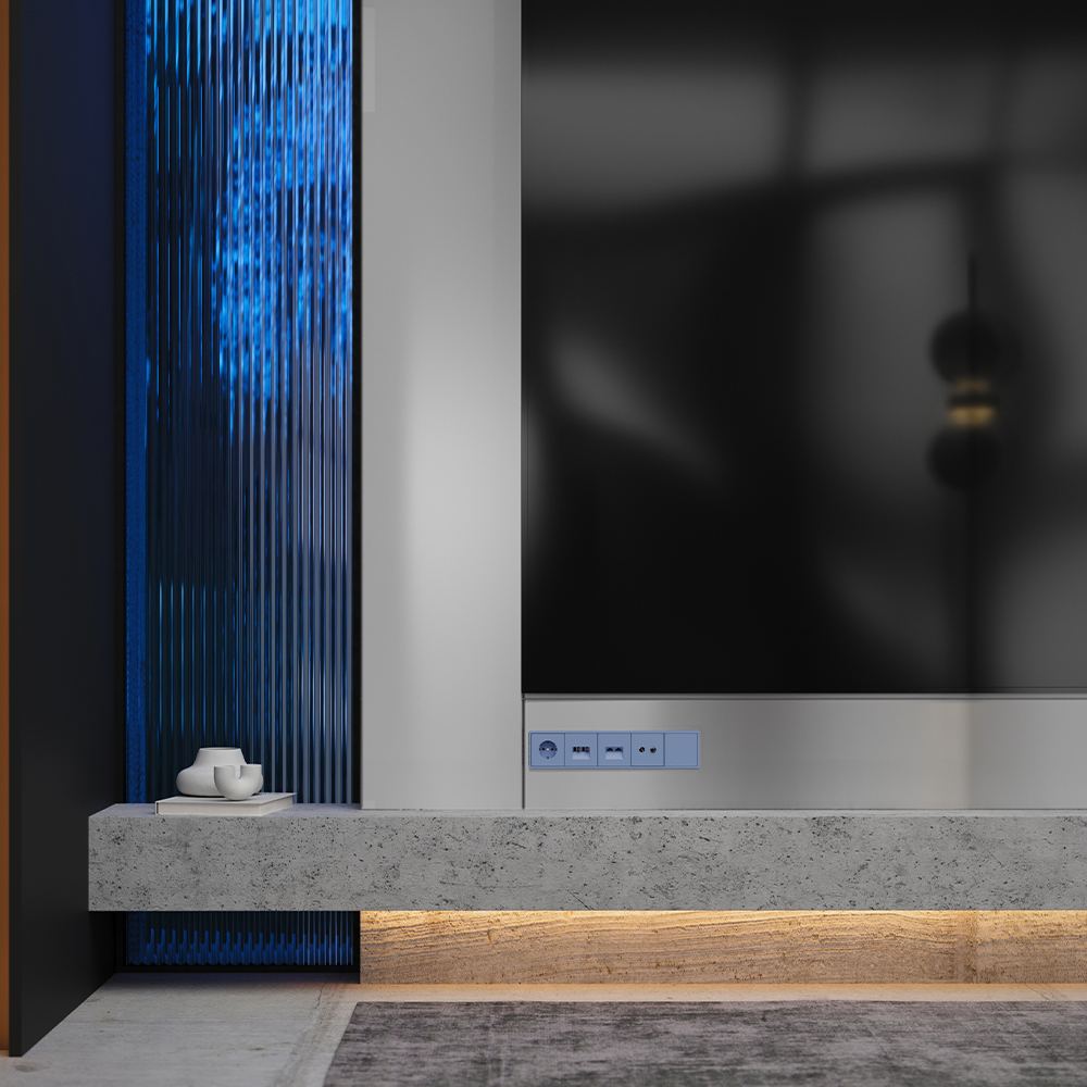 Накладка для розетки компьютерной двойной RJ45+RJ45 кат.6 Voltum S70 (деним) VLS001415