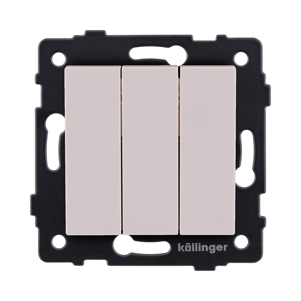 Выключатель 3-клавишный 10А/250В, кашемир матовый Kollinger REA-S-012CM для Aspekt, Eleganz, Reflex