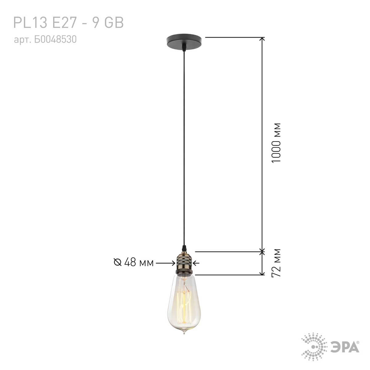 Подвесной светильник ЭРА PL13 E27 - 9 GB Б0048530