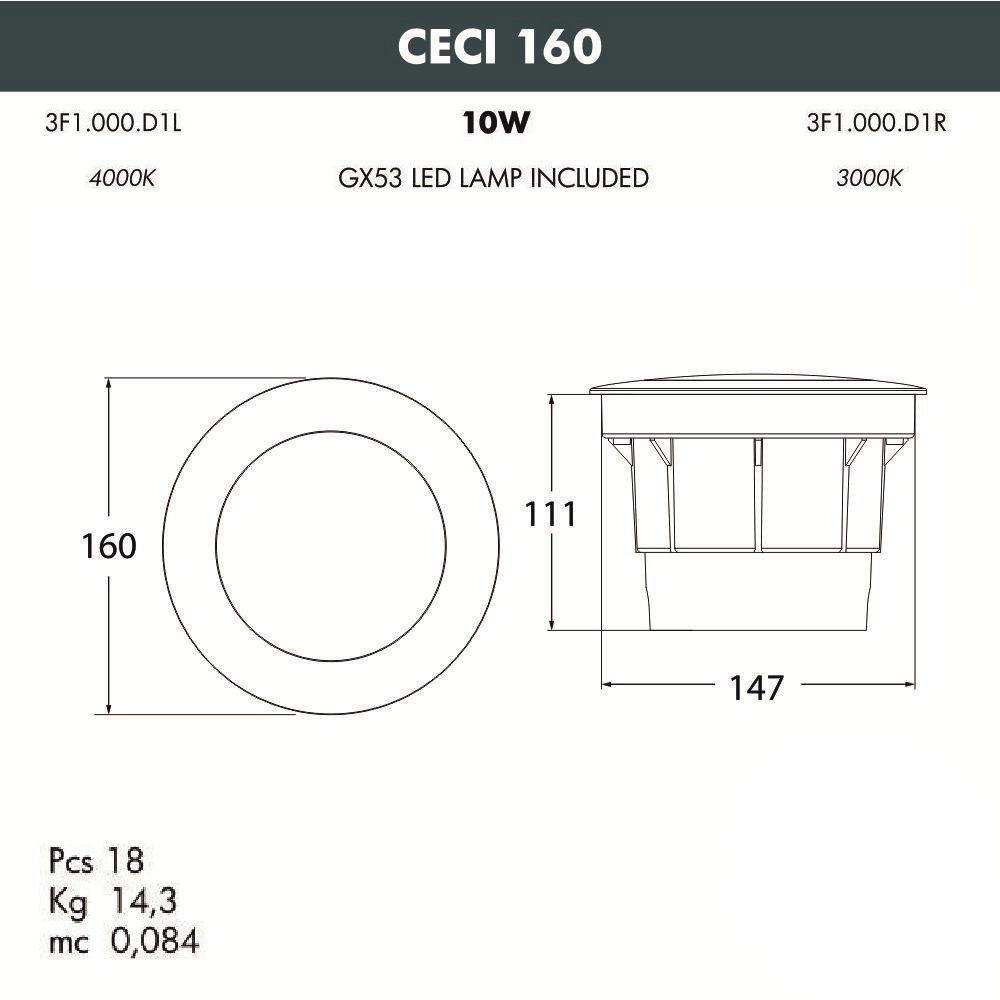 Ландшафтный светодиодный светильник Fumagalli Ceci 160 3F1.000.000.AYD1L