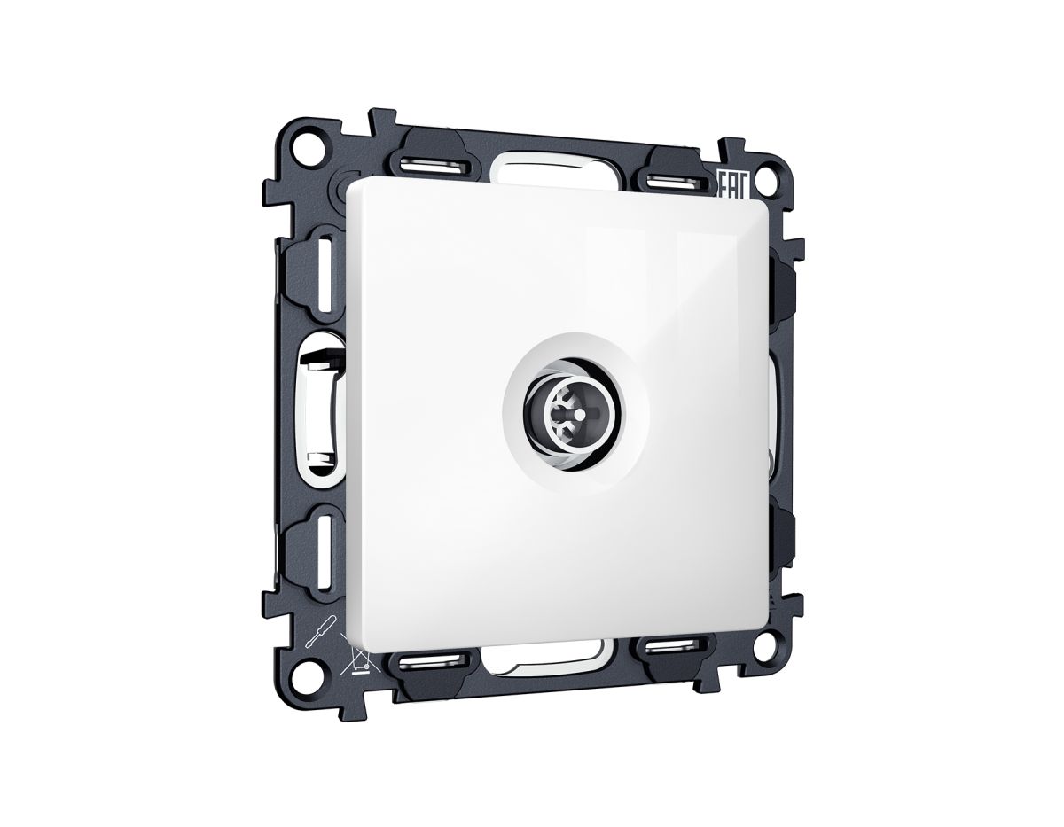 Комплект механизма TV розетки оконечной экранированной 5-1000MHz 3dB Alfa Белый глянец Quant Ambrella Volt MA113005 (AP1130, VM199)