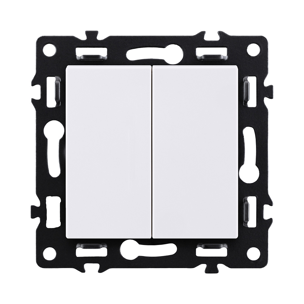 Выключатель кнопочный 2-клавишный 10А/250В, белый Kollinger Asthetik AS-025WH