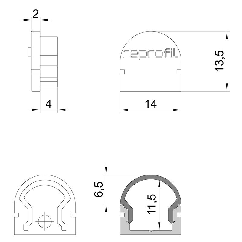 Торцевая заглушка (2 шт.) Deko-Light R-AU-01-08 979581