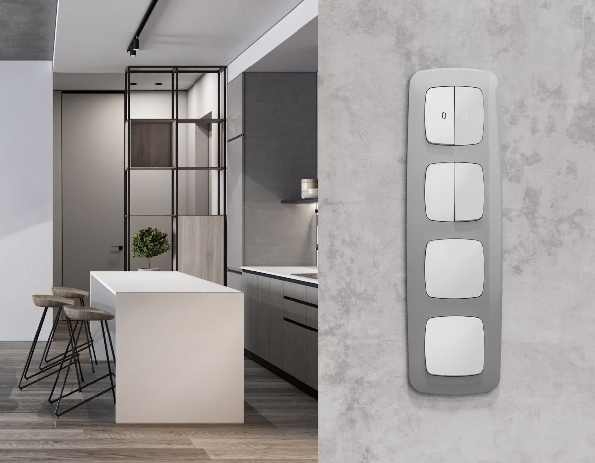 Комплект механизма 2-клавишного перекрестного выключателя Ambrella Volt 10A-250V OMEGA MO123030 Белый матовый QUANT (OP1230, VM125)