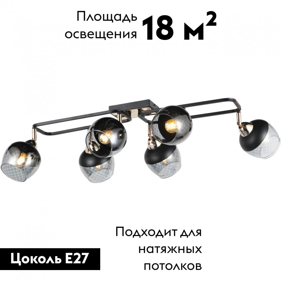 Потолочная люстра IMEX MD.19311-6-S-BK+FGD