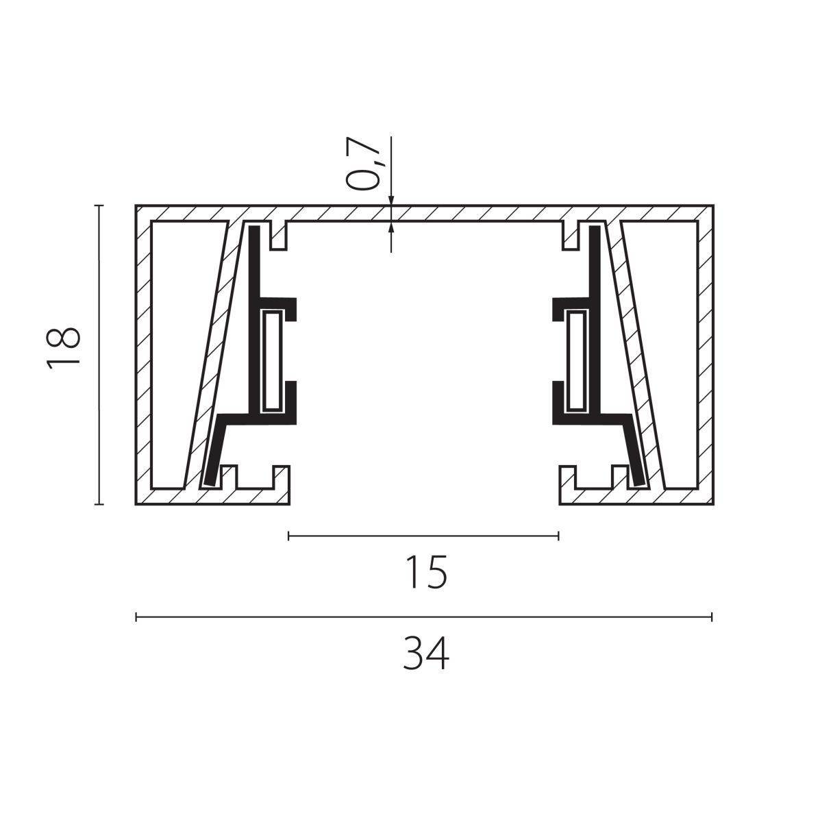 Шинопровод 2-контактный без стыковочного паза, 3м Lightstar Barra 502038-P
