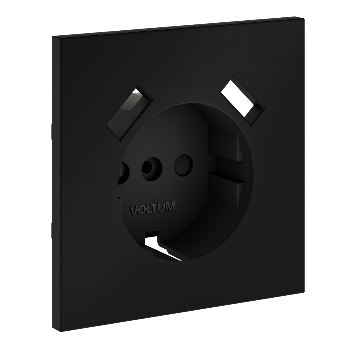 Накладка для розетки с заземлением и защитными шторками, с USB A+A Voltum S70 (черный матовый) VLS000908