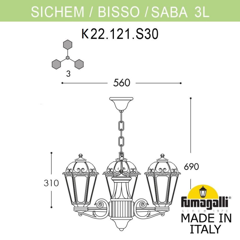 Уличный светильник Fumagalli K22.120.S30.WYF1R