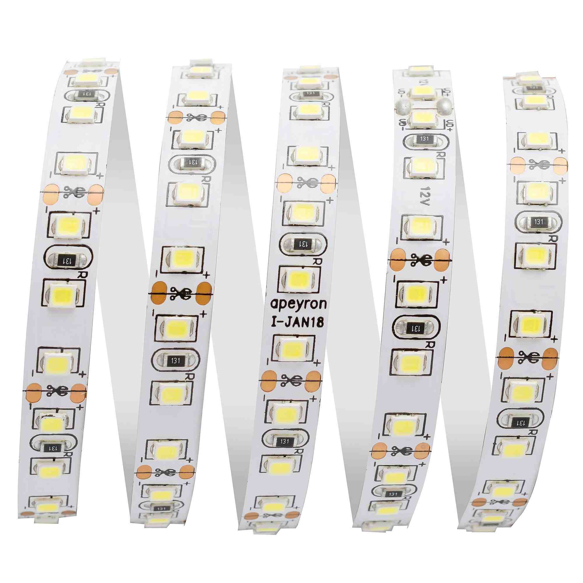 Светодиодная лента Apeyron 12В СТ 9,6Вт/м smd3528, 120д/м IP20 600Лм/м 5м 6500К 00-31