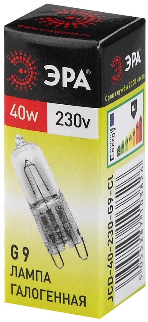 Лампа галогенная Эра G9 40W 3000K Эра G9-JCD-40-230V-CL Б0063939