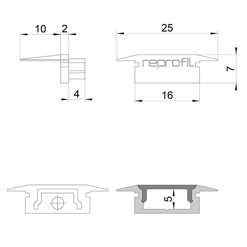 Торцевая заглушка (2 шт.) Deko-Light P-ET-01-10 978091