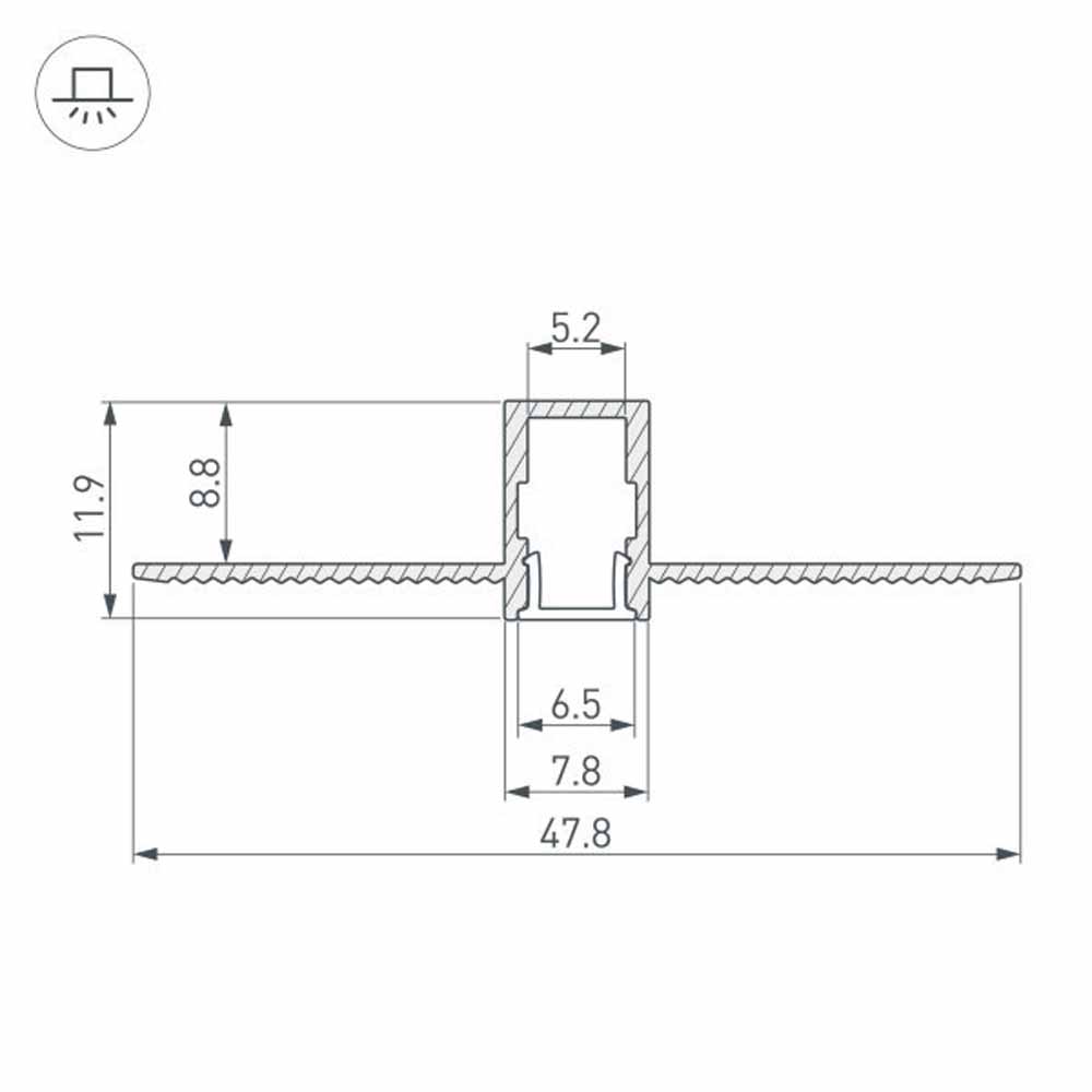 Алюминиевый профиль Arlight SL-Linia8-Fantom-2000 Anod 034986