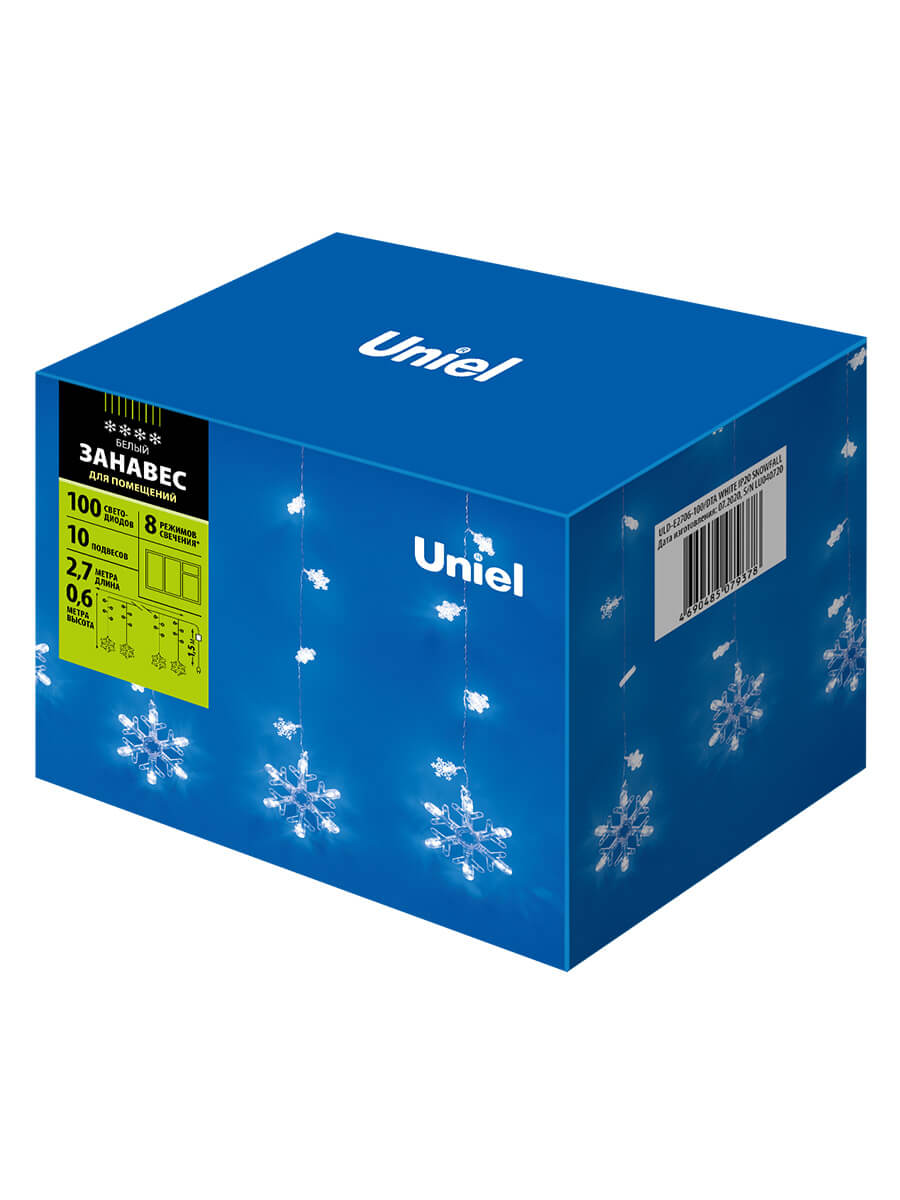Светодиодная гирлянда (11129) Uniel занавес 220V белый ULD-E2706-100/DTA White IP20 SNOWFALL