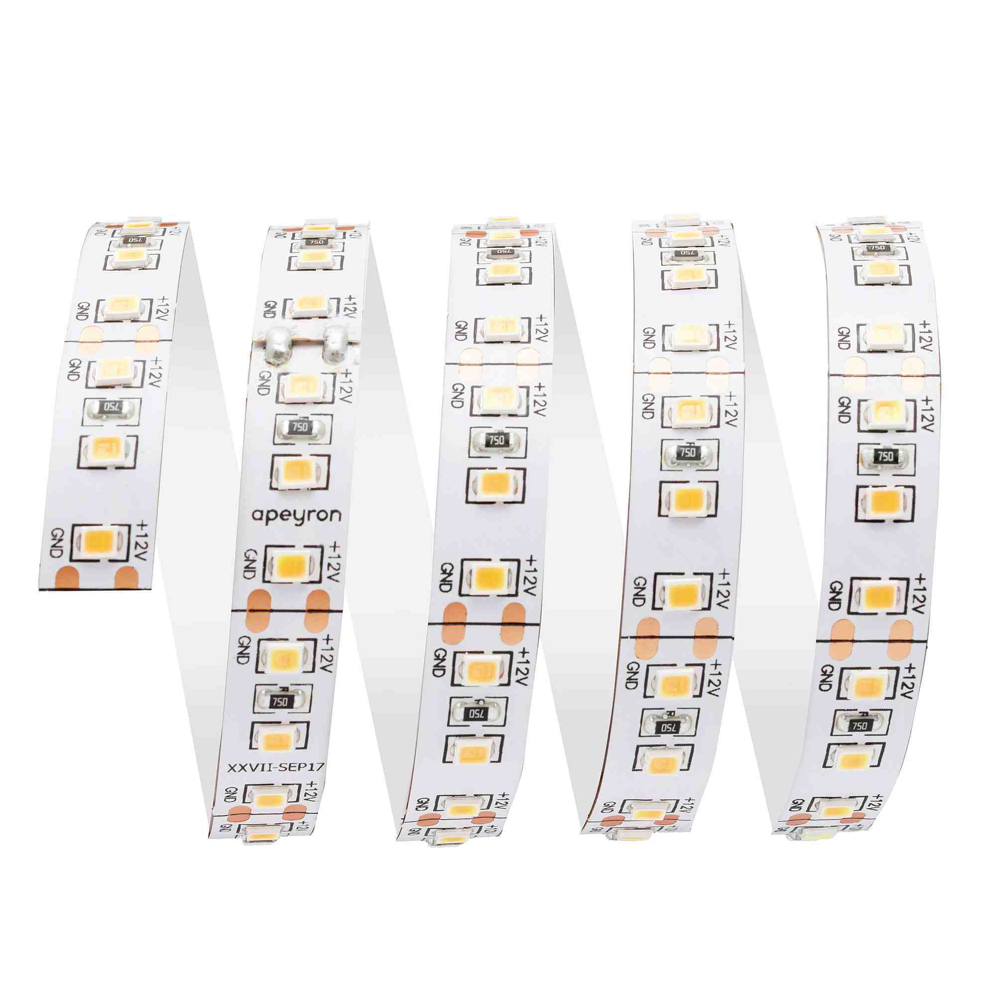 Светодиодная лента Apeyron 12В СТ 12Вт/м smd2835 120д/м IP20 1300Лм/м 5м 4000К 00-131