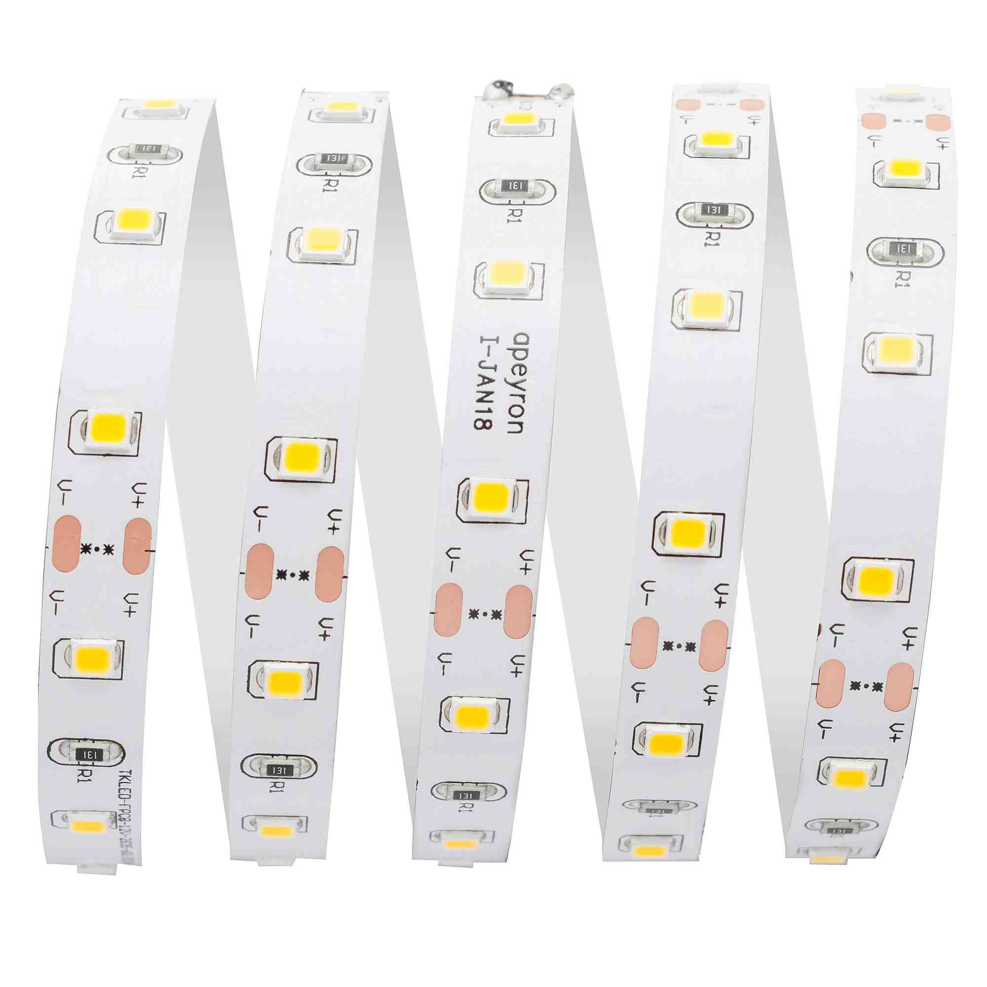 Светодиодная лента Apeyron 12В СТ 4,8Вт/м smd3528, 60д/м IP20 280Лм/м 3м 3000К 205BL