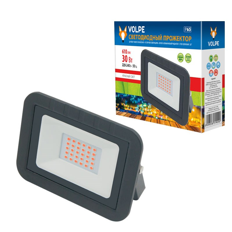 Прожектор светодиодный (UL-00002560) Volpe 30W ULF-Q511 30W/Red IP65 220-240В Black