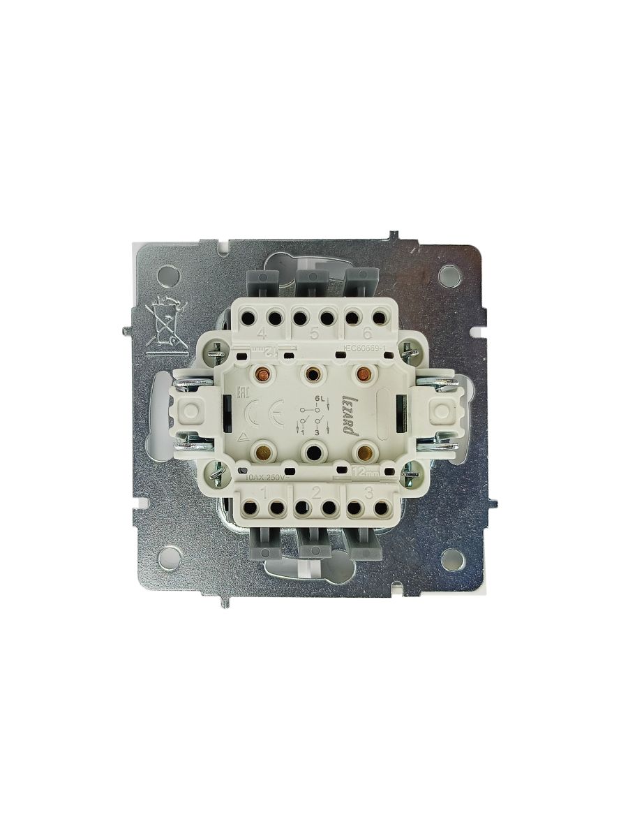 Выключатель 2-ой белый безвинтовой зажим/клемма Lezard Zima 704-0288-101QC