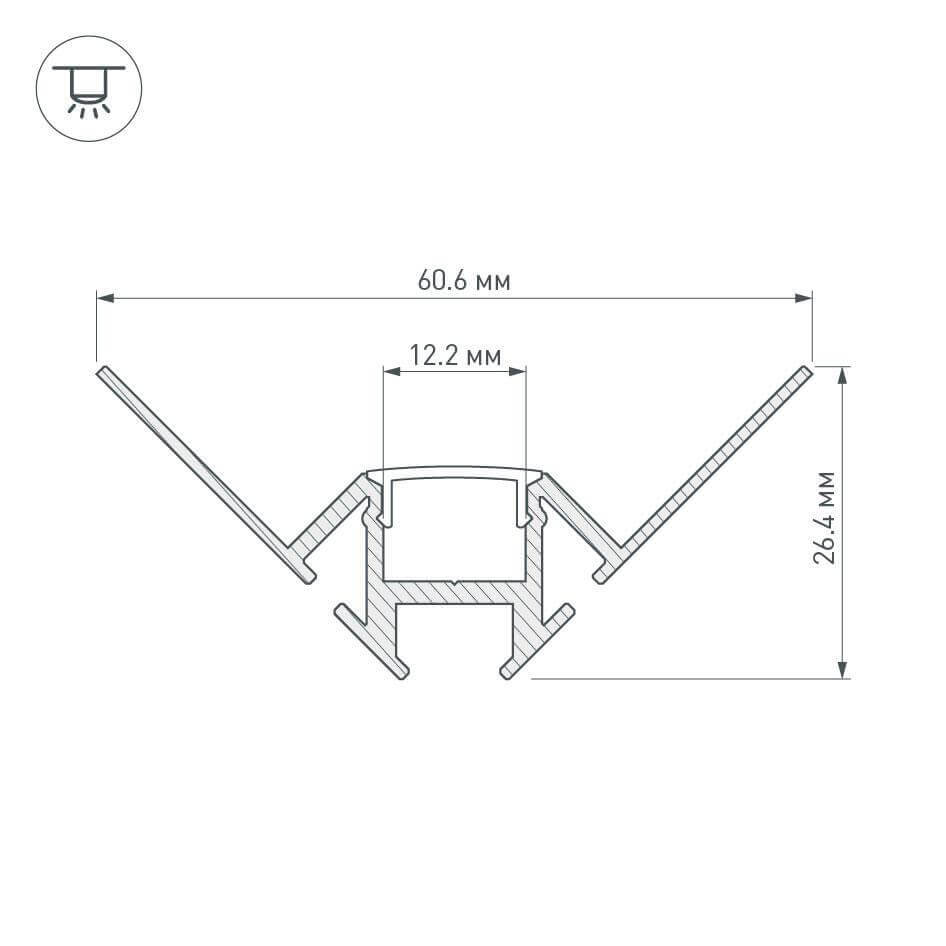 Профиль Arlight ARH-DECORE-S12-INT-2000 ANOD внутренний 023868