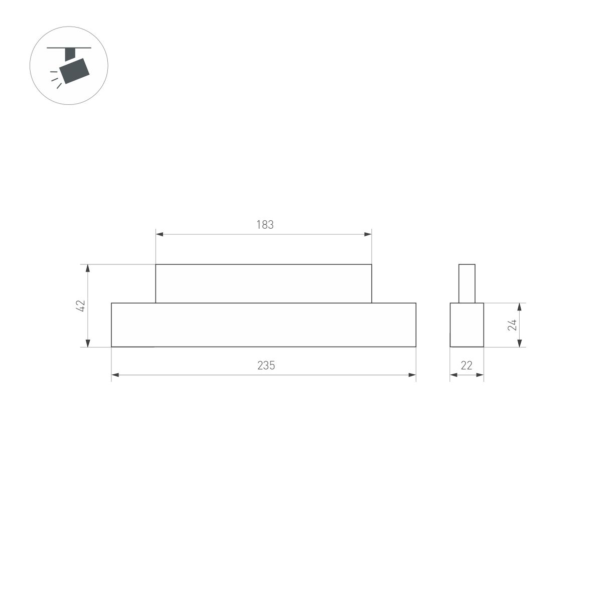 Трековый магнитный светильник Arlight MAG-ORIENT-FLAT-L235-8W Warm3000 (BK, 100 deg, 48V, DALI) (IP20 Металл) 033824(1)