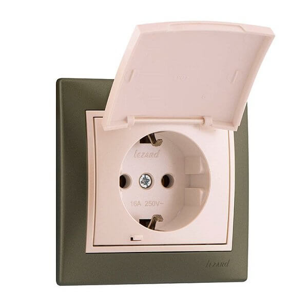 Розетка с/з с крышкой Lezard Mira 701-3131-123