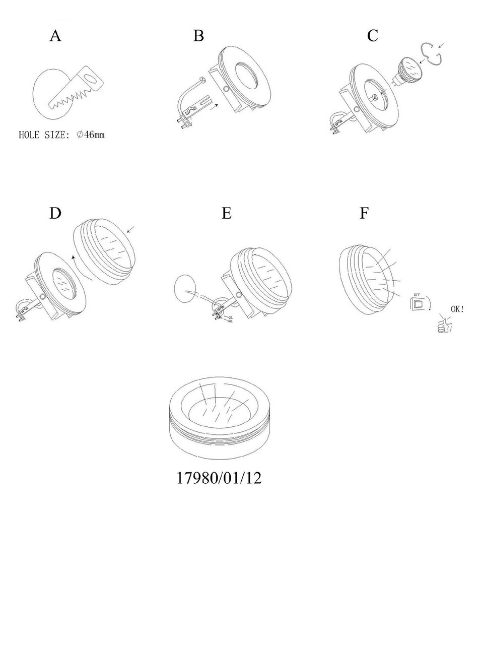 Встраиваемый светильник Lucide Shower Light 17980/01/12