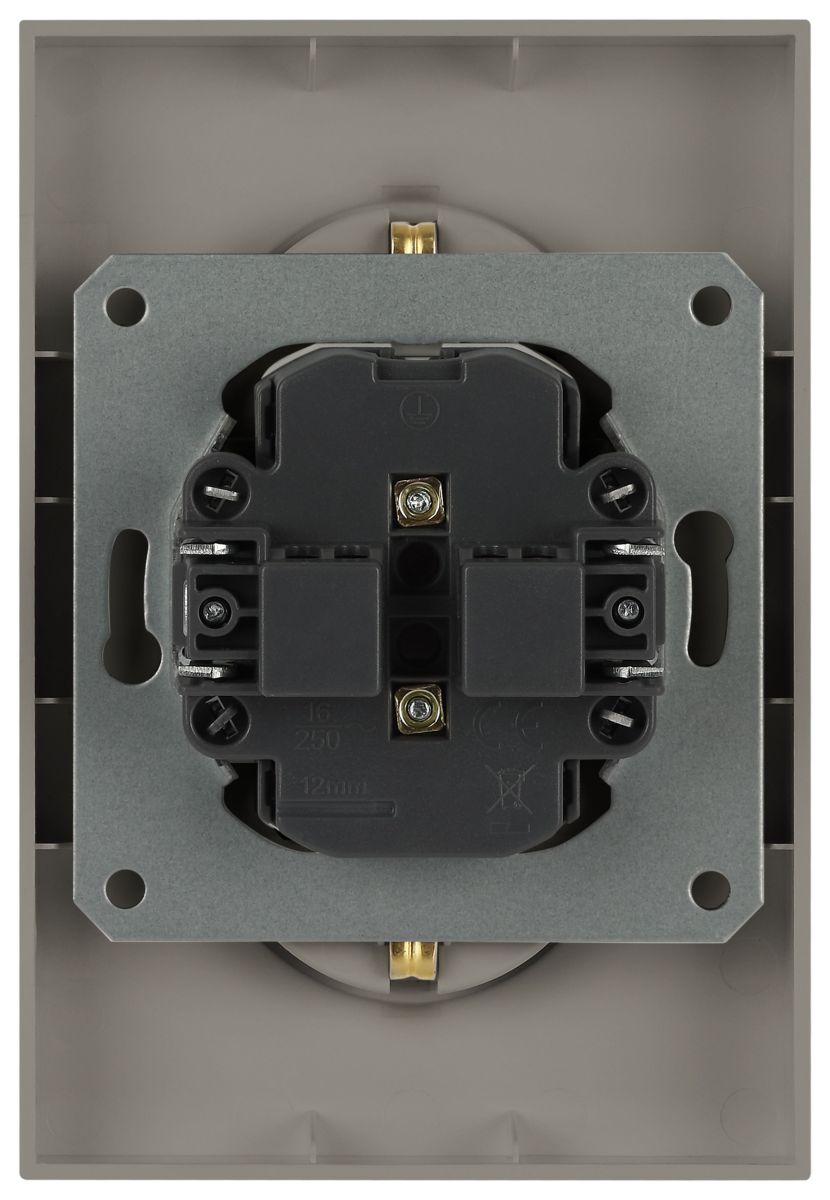 Розетка Эра Arktik 16-2107-07 без заземления двойная 2X2P 16А-250В титан Б0071687