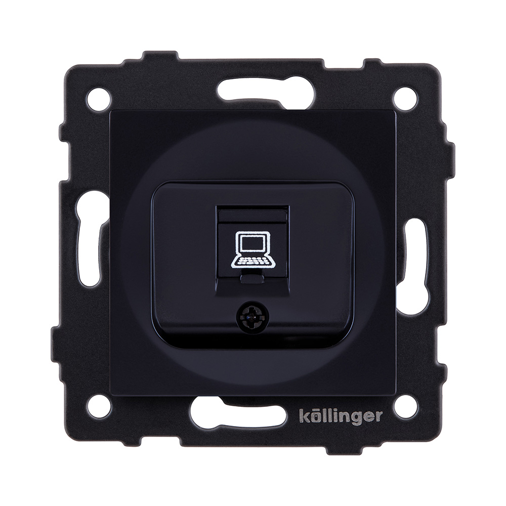 Розетка Ethernet RJ45 Cat.6, черный Kollinger REA-018BK для Aspekt, Eleganz, Reflex