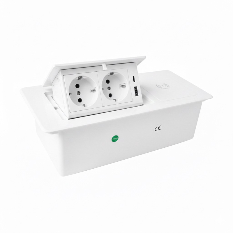 Блок розеток LK-DMS-741 (2 секции полуавтоматический 1 USB + 1 type-C беспроводная зарядка) Mebax 00-00003480