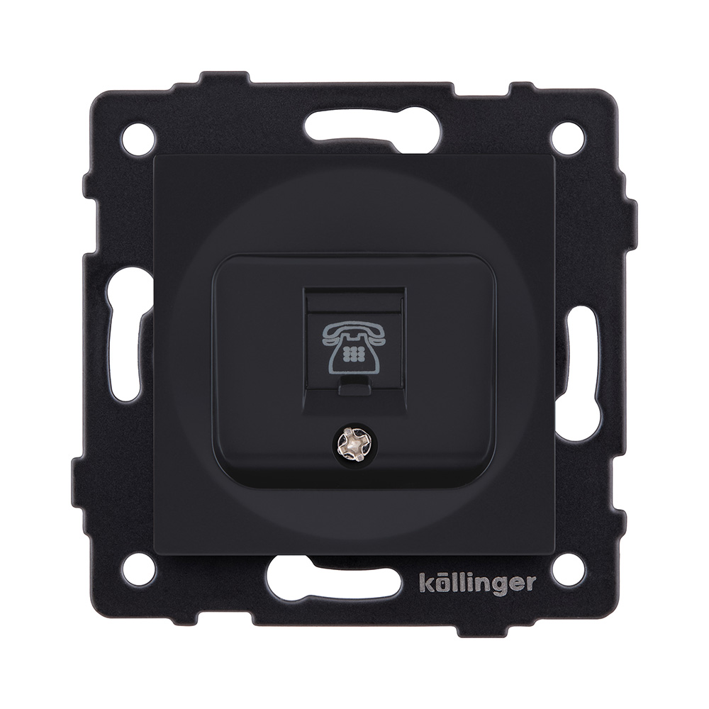 Розетка телефонная RJ11, черный матовый Kollinger REA-009BM для Aspekt, Eleganz, Reflex