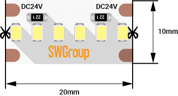 Светодиодная лента SWG SWG2A300-24-19.2-WW 003604