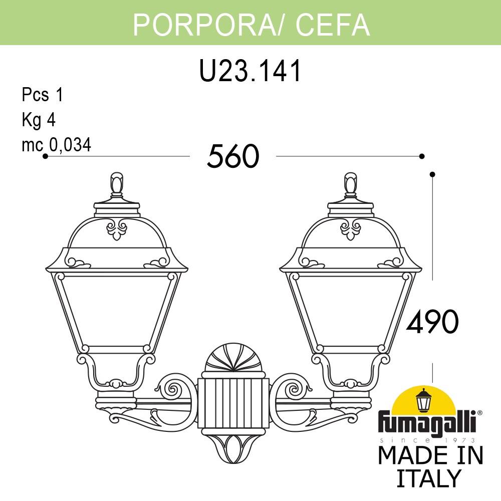 Уличный настенный светильник Fumagalli PORPORA/CEFA U23.141.000.WYE27